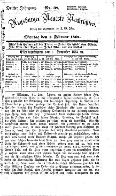 Augsburger neueste Nachrichten Montag 1. Februar 1864