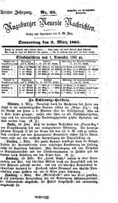 Augsburger neueste Nachrichten Donnerstag 3. März 1864