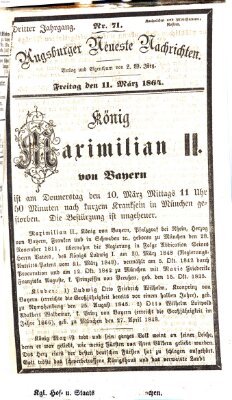 Augsburger neueste Nachrichten Freitag 11. März 1864