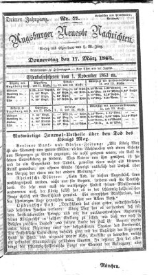 Augsburger neueste Nachrichten Donnerstag 17. März 1864