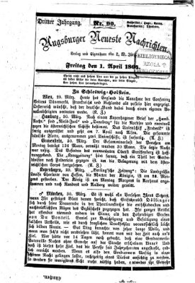 Augsburger neueste Nachrichten Freitag 1. April 1864