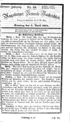 Augsburger neueste Nachrichten Sonntag 3. April 1864