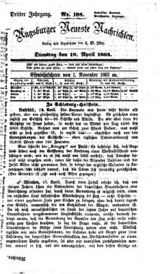 Augsburger neueste Nachrichten Dienstag 19. April 1864