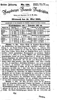 Augsburger neueste Nachrichten Mittwoch 18. Mai 1864