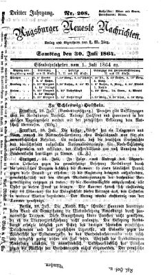 Augsburger neueste Nachrichten Samstag 30. Juli 1864