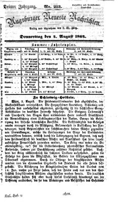 Augsburger neueste Nachrichten Donnerstag 4. August 1864