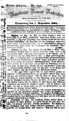 Augsburger neueste Nachrichten Donnerstag 1. September 1864