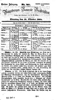 Augsburger neueste Nachrichten Dienstag 18. Oktober 1864