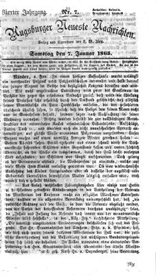 Augsburger neueste Nachrichten Samstag 7. Januar 1865