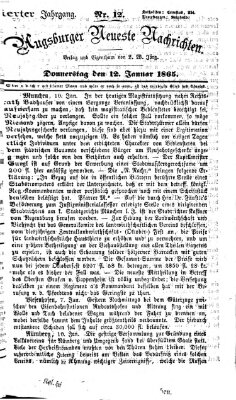 Augsburger neueste Nachrichten Donnerstag 12. Januar 1865