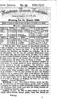 Augsburger neueste Nachrichten Dienstag 31. Januar 1865