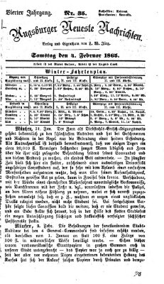 Augsburger neueste Nachrichten Samstag 4. Februar 1865