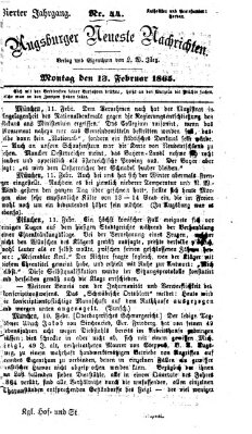 Augsburger neueste Nachrichten Montag 13. Februar 1865