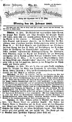 Augsburger neueste Nachrichten Montag 20. Februar 1865