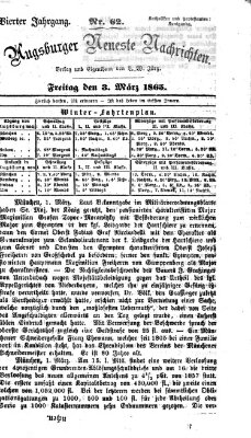 Augsburger neueste Nachrichten Freitag 3. März 1865