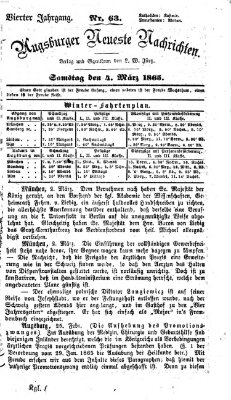 Augsburger neueste Nachrichten Samstag 4. März 1865