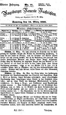 Augsburger neueste Nachrichten Samstag 18. März 1865