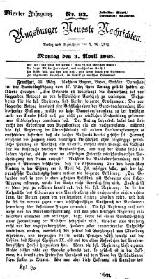 Augsburger neueste Nachrichten Montag 3. April 1865