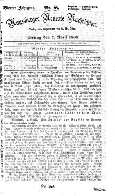 Augsburger neueste Nachrichten Freitag 7. April 1865