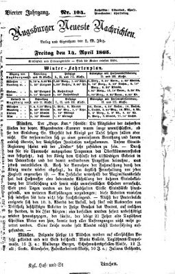 Augsburger neueste Nachrichten Freitag 14. April 1865
