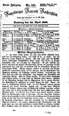 Augsburger neueste Nachrichten Samstag 22. April 1865