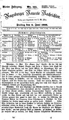 Augsburger neueste Nachrichten Freitag 2. Juni 1865