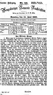 Augsburger neueste Nachrichten Samstag 10. Juni 1865