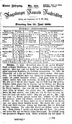 Augsburger neueste Nachrichten Dienstag 13. Juni 1865