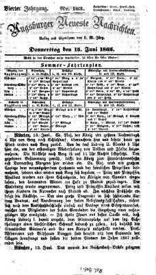 Augsburger neueste Nachrichten Donnerstag 15. Juni 1865
