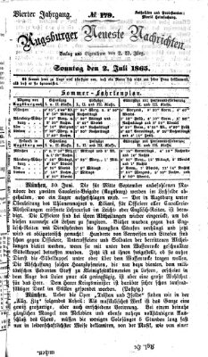 Augsburger neueste Nachrichten Sonntag 2. Juli 1865