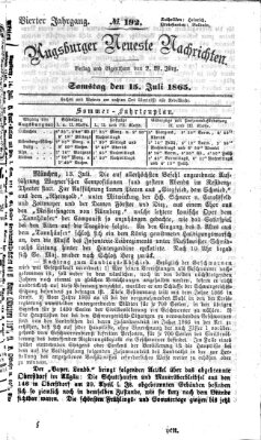 Augsburger neueste Nachrichten Samstag 15. Juli 1865