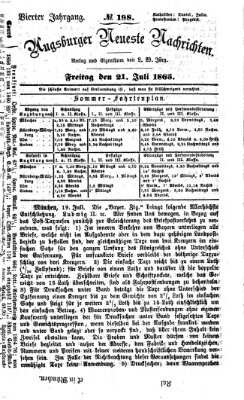 Augsburger neueste Nachrichten Freitag 21. Juli 1865