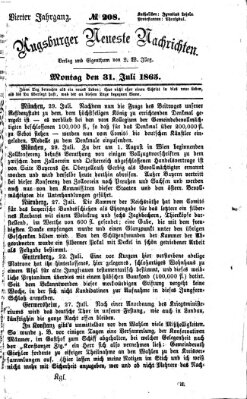 Augsburger neueste Nachrichten Montag 31. Juli 1865