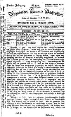 Augsburger neueste Nachrichten Mittwoch 2. August 1865