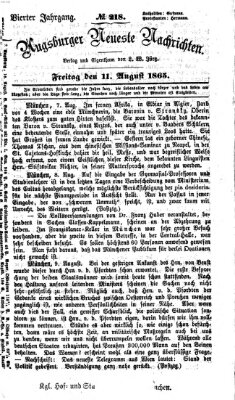 Augsburger neueste Nachrichten Freitag 11. August 1865