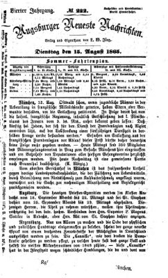 Augsburger neueste Nachrichten Dienstag 15. August 1865