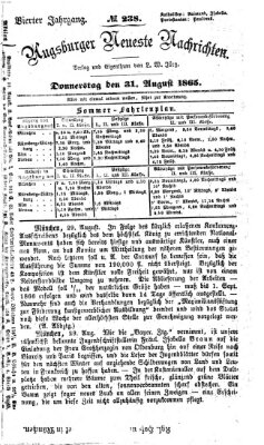 Augsburger neueste Nachrichten Donnerstag 31. August 1865