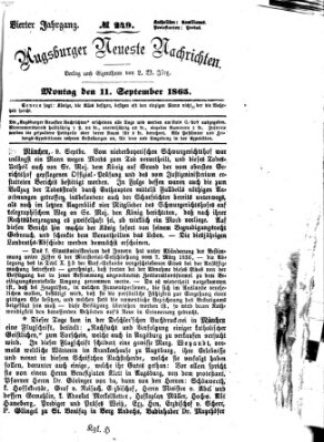 Augsburger neueste Nachrichten Montag 11. September 1865