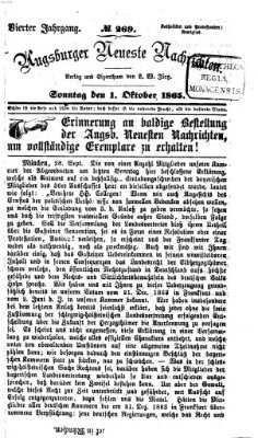 Augsburger neueste Nachrichten Sonntag 1. Oktober 1865