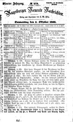 Augsburger neueste Nachrichten Donnerstag 5. Oktober 1865