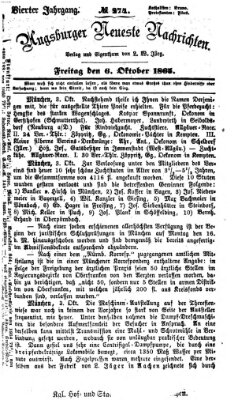 Augsburger neueste Nachrichten Freitag 6. Oktober 1865