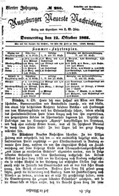 Augsburger neueste Nachrichten Donnerstag 12. Oktober 1865