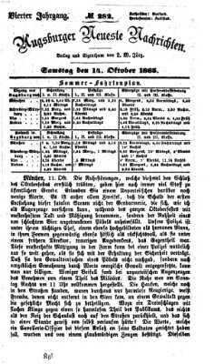 Augsburger neueste Nachrichten Samstag 14. Oktober 1865