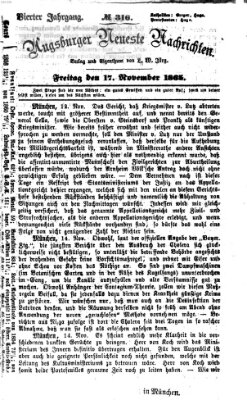 Augsburger neueste Nachrichten Freitag 17. November 1865