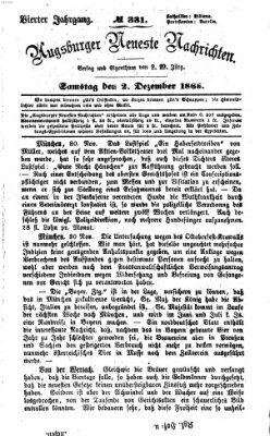 Augsburger neueste Nachrichten Samstag 2. Dezember 1865