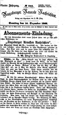 Augsburger neueste Nachrichten Samstag 16. Dezember 1865