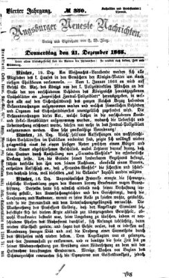 Augsburger neueste Nachrichten Donnerstag 21. Dezember 1865