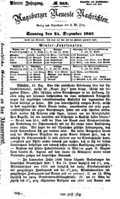 Augsburger neueste Nachrichten Sonntag 24. Dezember 1865