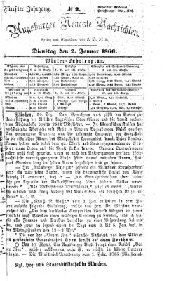 Augsburger neueste Nachrichten Dienstag 2. Januar 1866