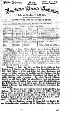 Augsburger neueste Nachrichten Donnerstag 8. Februar 1866